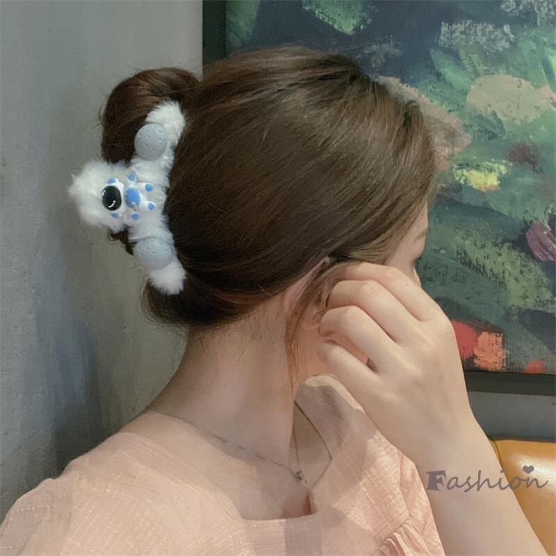 Kẹp Tóc Càng Cua Phủ Lông Dày Dặn Cỡ Lớn Dễ Thương Thời Trang Cho Nữ