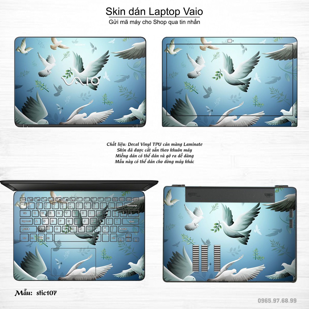 Skin dán Laptop Sony Vaio in hình Hoa văn sticker _nhiều mẫu 18 (inbox mã máy cho Shop)