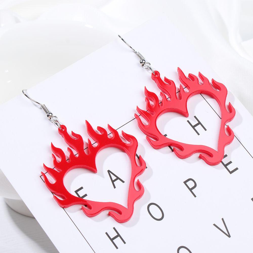 Bông Tai Acrylic Hình Ngọn Lửa Thời Trang Sáng Tạo