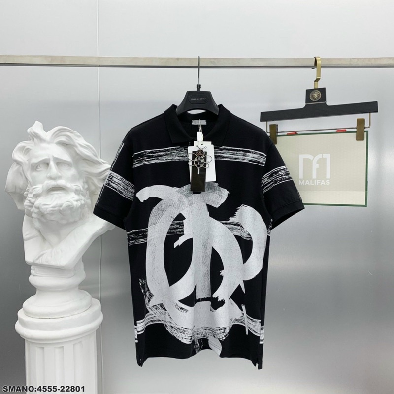 Áo polo nam cao cấp vải cotton không xù lông in hình LV áo thun tay ngắn form chuẩn