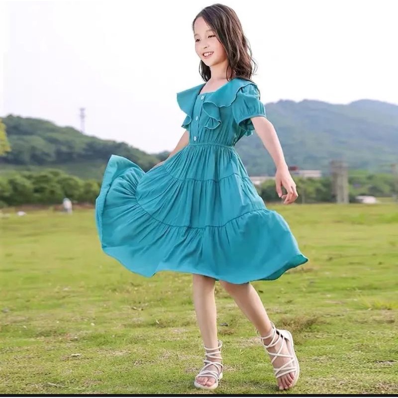 Váy đôi mẹ và con tiểu thư màu xanh  tím có size to 20kg-56kg