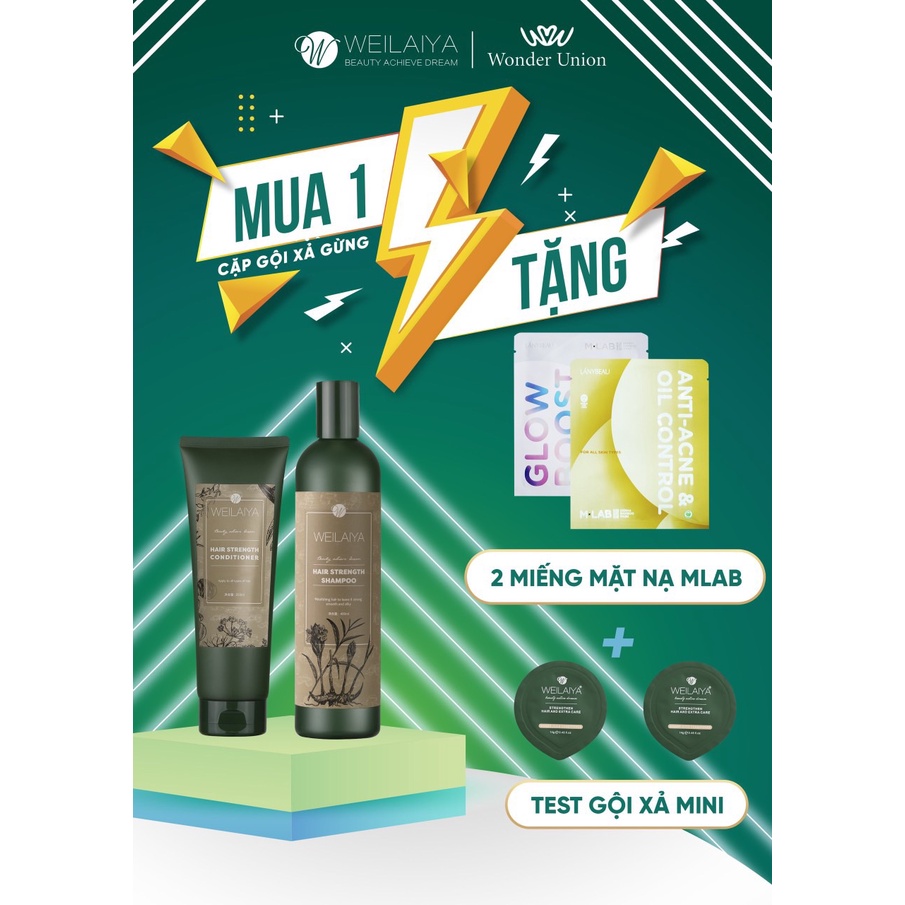 Bộ Dầu Gội Weilaiya Mọc Tóc Ngăn Rụng Tóc Tinh Chất Gừng Kết Hợp Hà Thủ Ô Cao Cấp