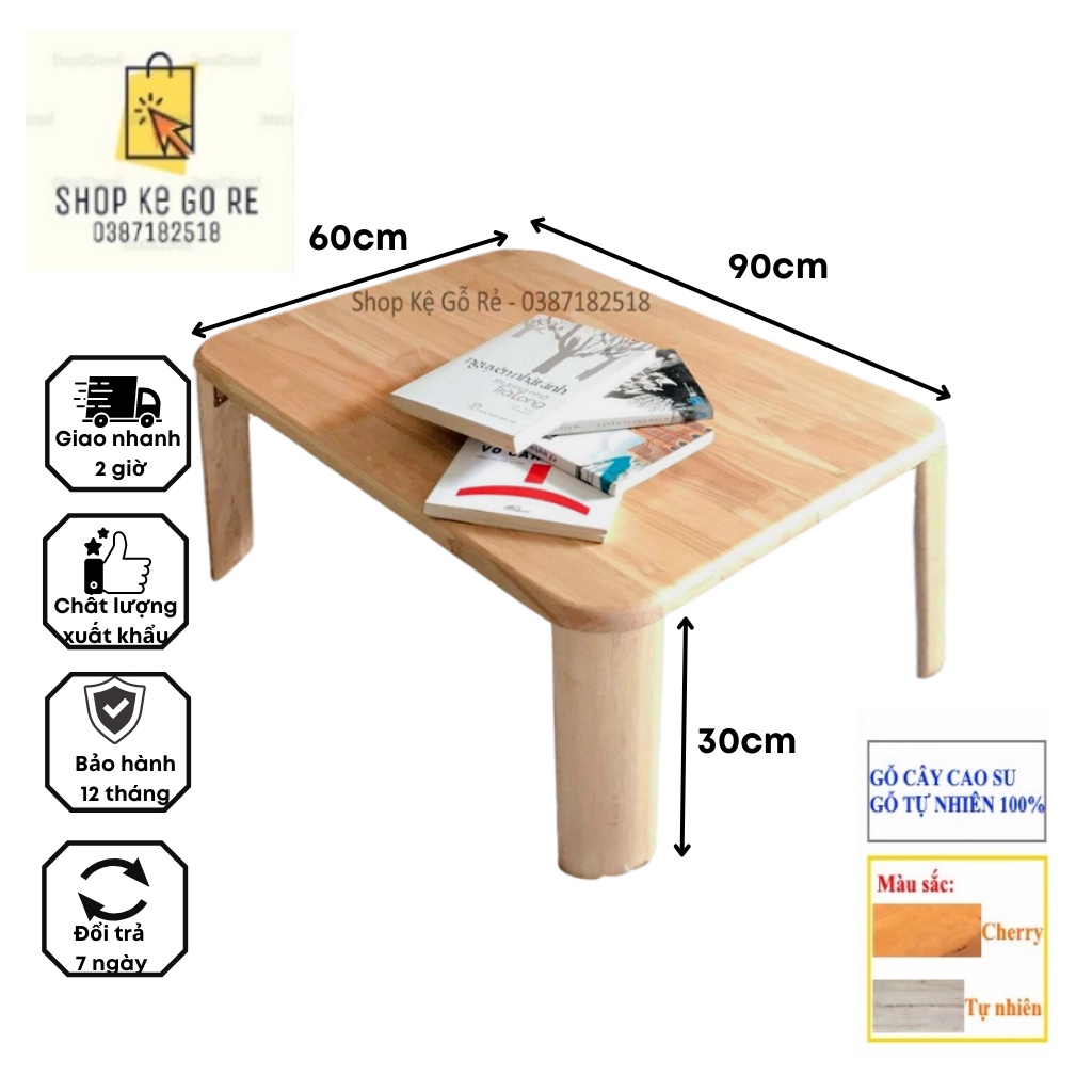 Bàn làm việc gỗ cao su có thể gấp gọn 60cm x 90cm, video thực tế, ảnh thật