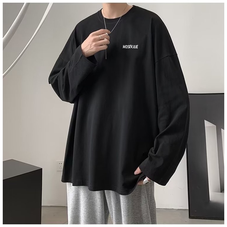 Áo Thun Tay Dài Dáng Rộng In Chữ Phong Cách Hip Hop Đường Phố Hàn Quốc Thời Trang Cho Nam Và Nữ M-5XL