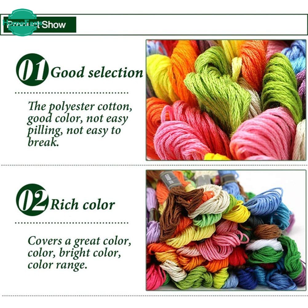 【HF Ưu Đãi Đặc Biệt】 50/100 Tép Chỉ Thêu Tranh Chữ Thập Nhiều Màu Sắc Bằng Cotton Trang Trí Nhà Cửa Diy