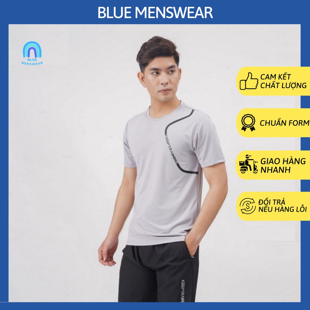 Bộ quần áo thể thao nam SPORT GYM TRAINING mặc nhà mùa hè thun lạnh BTT13 - BLUE MENSWEAR