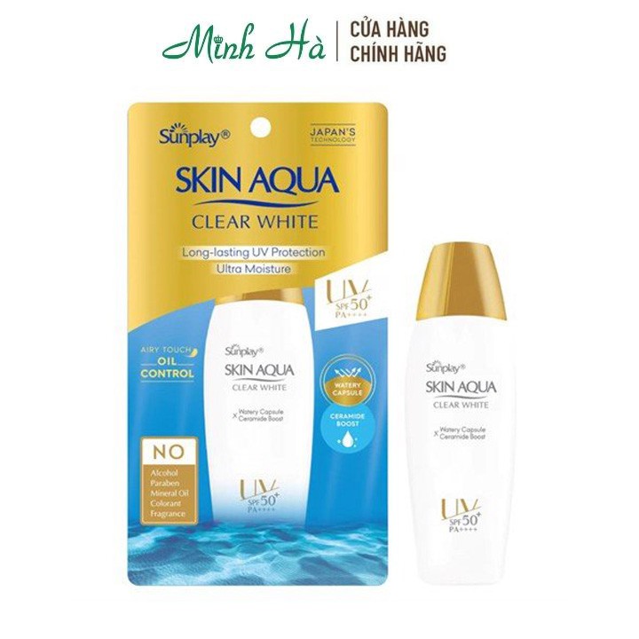 Sữa chống nắng Sunplay Skin Aqua Clear White SPF50+ PA++++ 55g dưỡng da sáng mịn - mỹ phẩm MINH HÀ cosmetics