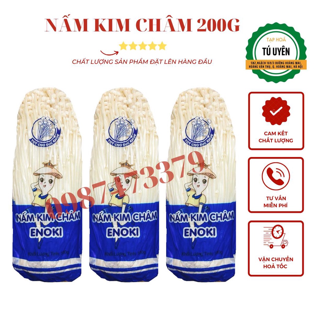 (HỎA TỐC) Combo 3/5 túi nấm kim châm 200g tươi ngon, sạch, mới
