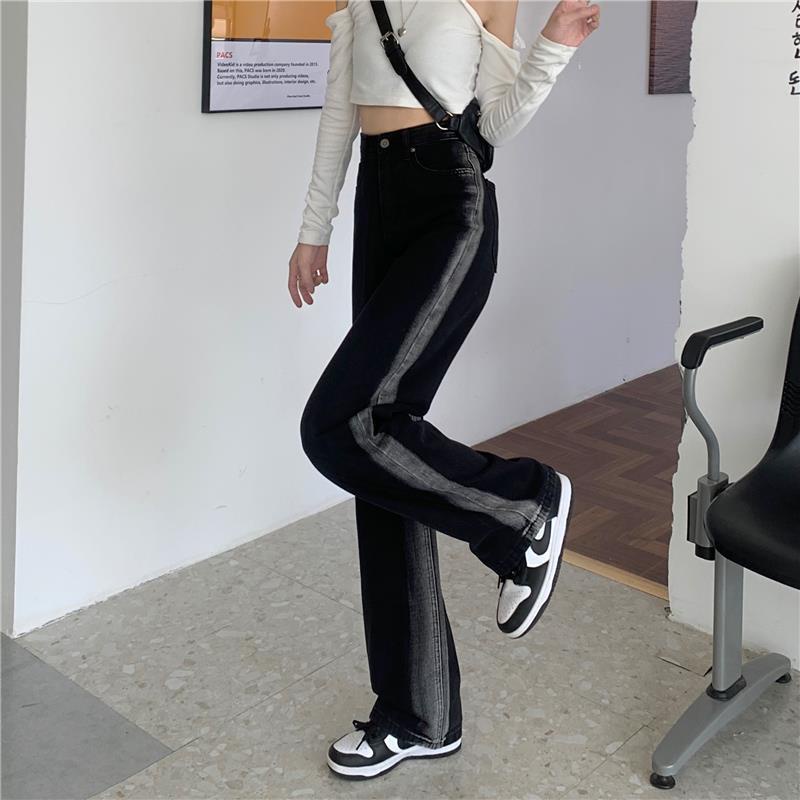 Quần jean ống rộng lưng cao thiết kế mới thời trang phong cách Hàn Quốc