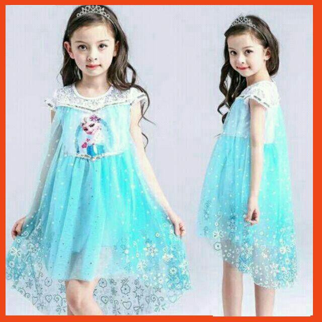 [GIÁ TỐT] ĐẦM BÉ GÁI ELSA ĐUÔI CÁ XANH J17 Jennie