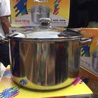 [NẤU ĐƯỢC BẾP TỪ] NỒI LUỘC GÀ INOX SIZE TO 30 CM SIÊU TO DÀY DẶN ĐẸP NẮP VUNG BẰNG KÍNH