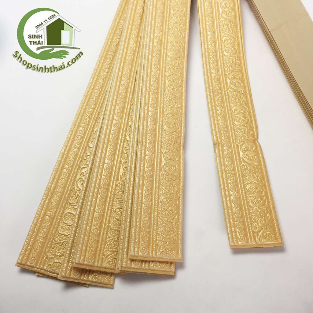 Xốp dán len tường - phào chỉ dán khung tranh - dán chỉ tường -  có sẵn keo - màu vàng