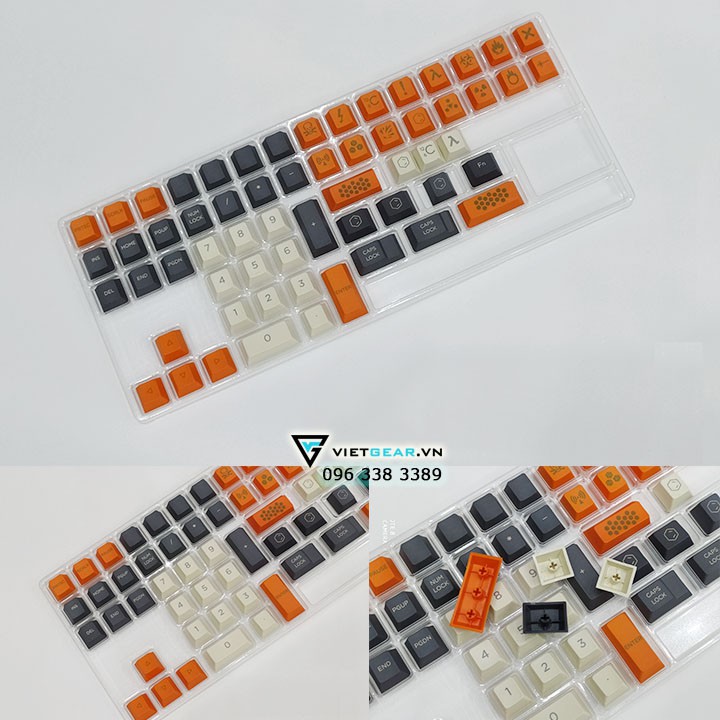 Bộ nút bàn phím Cherry Carbon Thick PBT 131 nút chữ to