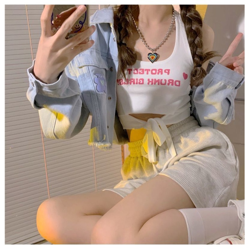Áo Croptop Không Tay Phong Cách Hàn Quốc Thời Trang Mùa Hè Hàng Mới