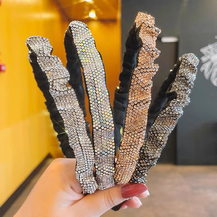 Băng Đô Cài Tóc Đính Đá Pha Lê Toàn Diện Phong Cách Retro Mùa Hè Cho Nữ