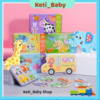Đồ Chơi Xếp Hình Puzzle [HÀNG ĐẸP] Ghép Hình 3-6 Mảnh To Hộp Thiếc Đẹp Cho Bé Tập Ghép