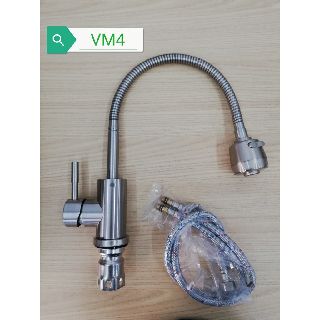 Vòi rửa bát nóng lạnh cần mềm SUS 304