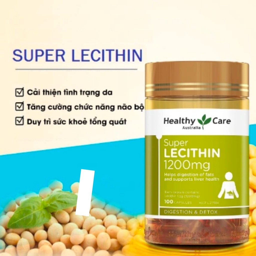 Viên Uống Mầm Đậu Nành Healthy Care Super Lecithin Đào Thải Độc Tố Gan, Cân Bằng Nội Tiết Tố 100 Viên