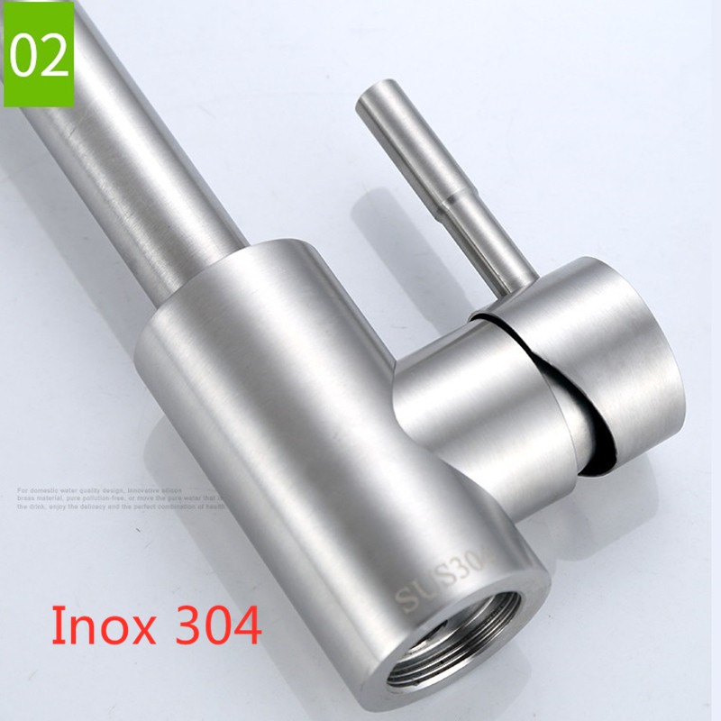 Vòi bếp nóng lạnh Inox 304 không chì-bao gồm 2 dây cấp nước