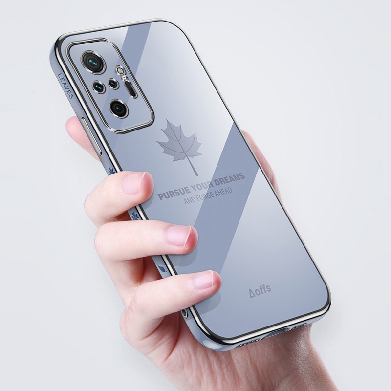 Ốp Điện Thoại Viền Vuông Mềm Họa Tiết Lá Phong Hoạt Hình 6D Cho Xiaomi Redmi Note 10 10S 9S 8 Pro 7