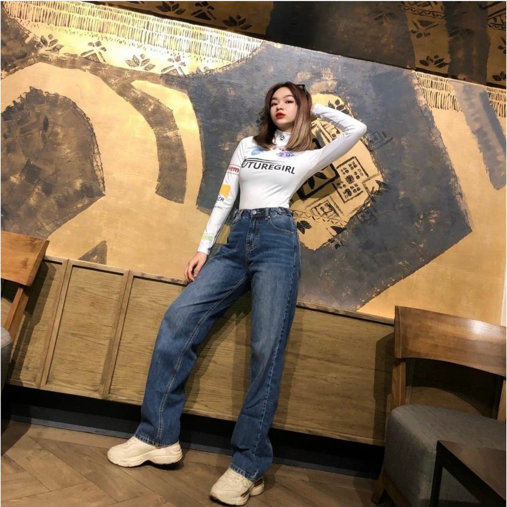 [Mã FATHANG5 giảm 10K đơn 50K] Quần Jeans Nữ Ống Rộng SIMPLE JEANS XANH ĐẬM Lưng Cao Dáng Suông Ulzzang (Ảnh Thật)