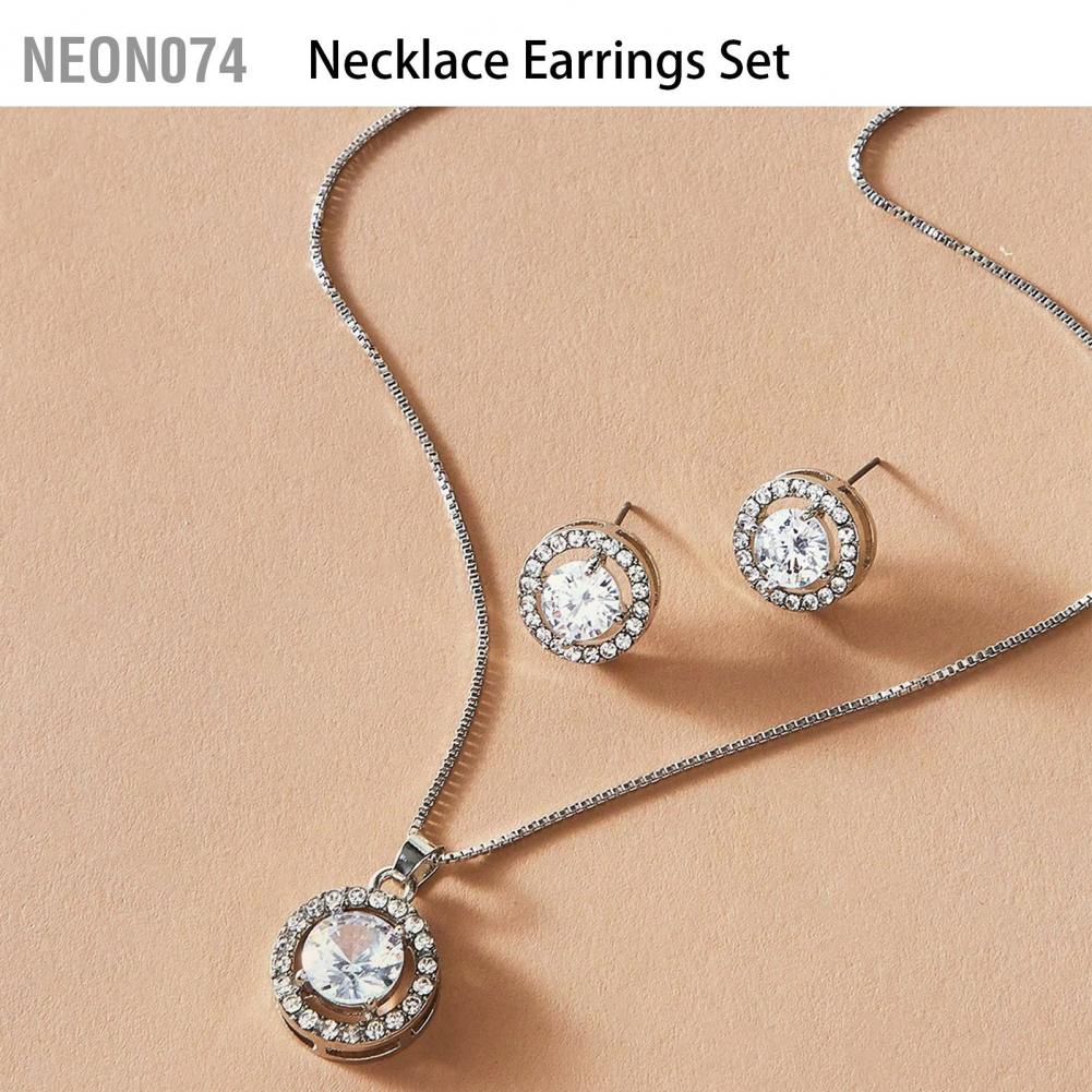 Neon074 Neon074 Bông tai vòng cổ sáng Bộ trang sức nữ thời Quà tặng sinh nhật đám cưới