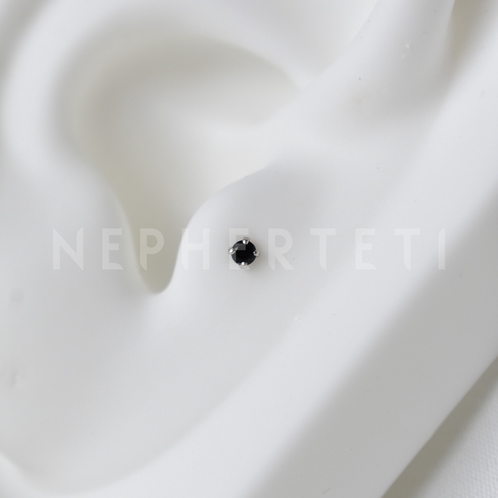 Khuyên tai bạc 925 mini - Khuyên đá mini basic nhiều màu  - Nepherteti