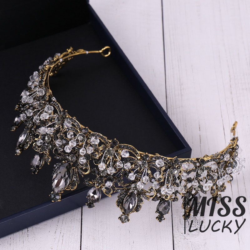 Vương miện cài tóc cô dâu đính đá pha lê sang trọng