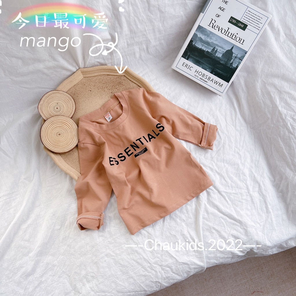 [SALE] Áo Thun Bé Trai, Bé Gái In Chữ ESS.EN.TIAL Hot Trend, Áo Dài Tay Cho Bé Mặc Thu Đông CKAD02