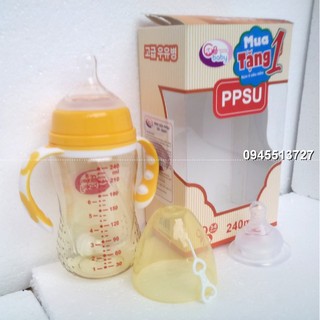 100% Hàn Quốc Bình sữa 240 ml nhựa PPSU không BPA tặng 1 núm ti