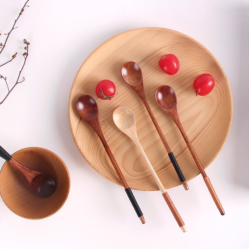 Muỗng gỗ ăn cơm cháo súp, thìa gỗ lấy gia vị cafe phong cách Nhật Bản