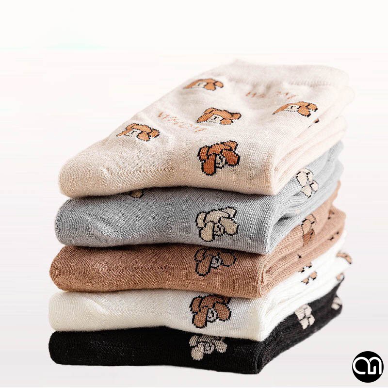 Tất Vớ Cổ Cao Nữ Hoạ Tiết Gấu Nhiều Màu Dễ Thương Thời Trang Unisex Hàn Quốc