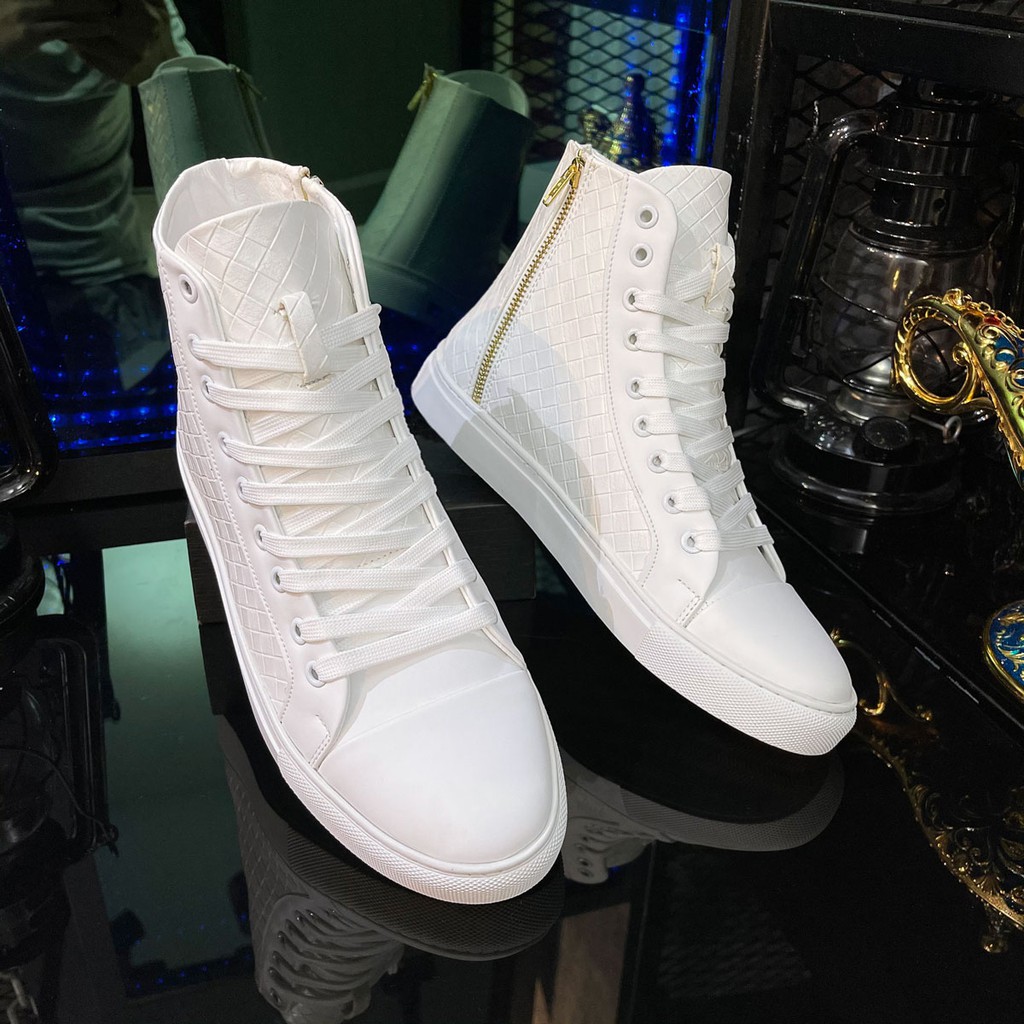 Giày Thể Thao Nam Cổ Cao Da Poly Synthetic Cao Cấp Thiết Kế Vân Caro Độc Đáo LC31 | BigBuy360 - bigbuy360.vn