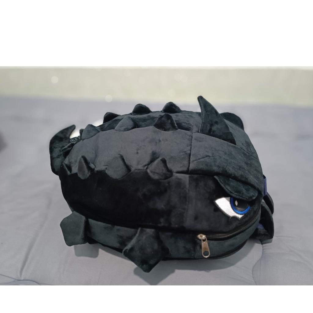 Balo khủng long size lớn,Balo vải nhung mịn Màu Đen,2 ngăn