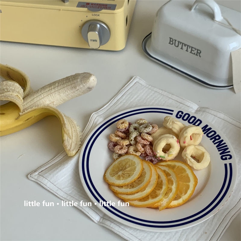 Đĩa Sứ Tròn In Chữ Tiếng Anh Đơn Giản Kiểu Hàn Quốc