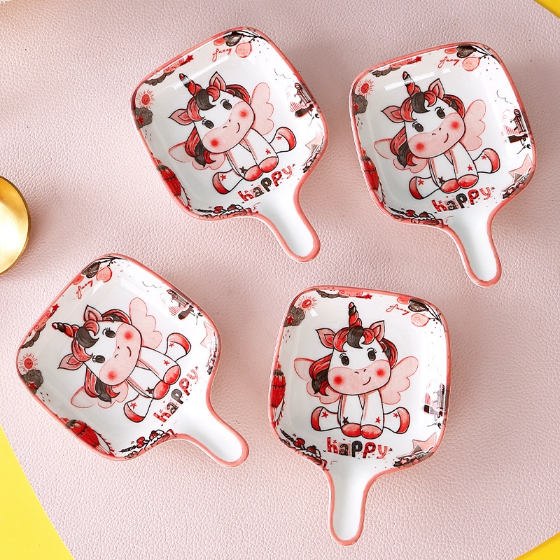 Bộ bát đĩa khay sứ Ngựa hồng Pony dễ thương ăn dặm cho bé