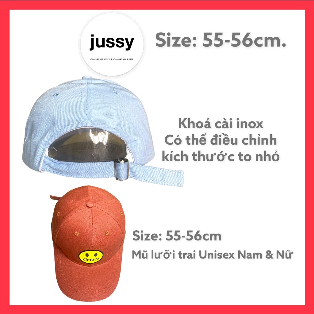 Mũ Lưỡi Trai Icon Mặt Cười Drew Nón Kết Nam Nữ Thời Trang Jussy Nhiều Màu Nổi Bật Phong Cách Nón Lưỡi Trai Form Unisex