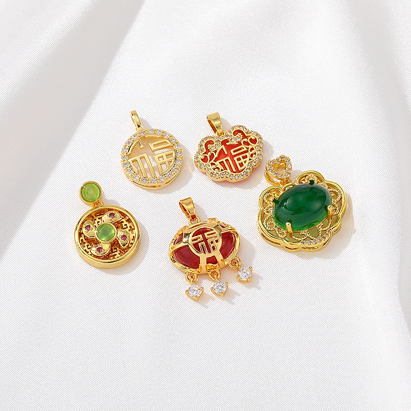 Mặt Dây Chuyền Hình Túi Xách Bằng Đồng 14K Kiểu Khảm