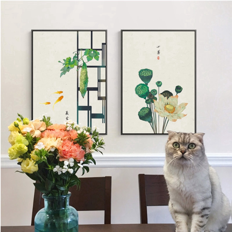 Tranh vải canvas treo tường trang trí phong cách Trung Quốc cho phòng khách/lối đi studio