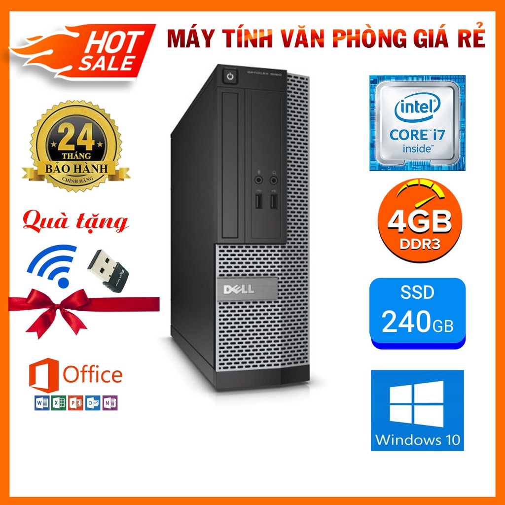 Máy Bộ Dell I7 ⚡️HoangPC⚡️ Case Máy Tính Đồng Bộ Giá Rẻ - Dell Optiplex 3020 (i7 4770/Ram 4G/SSD 240G) - BH 12 Tháng