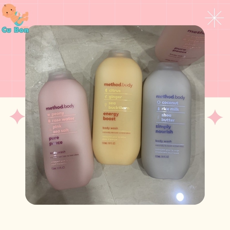 Sữa Tắm Method Body hương nước hoa 532ml Dưỡng Ẩm Và Làm Trắng Da đem lại làn da mịn màng của úc