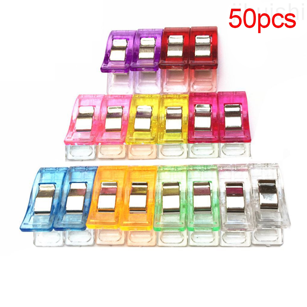 Set 50 kẹp nhựa màu sắc giao ngẫu nhiên dùng để cố định vải may vá