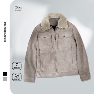 [Mã FAMALLT5 giảm 15% đơn 150K] Áo da lộn cao cấp thương hiệu 360 Boutique cổ lông tháo lắp dễ dàng - ADLCN102