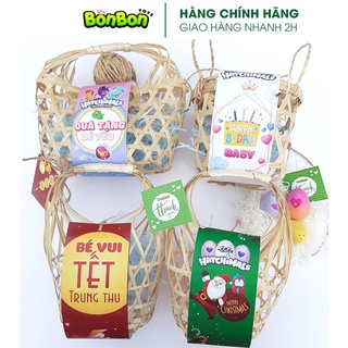 Giỏ tre quà tặng đựng trứng Hatchimals (chủ đề sinh nhật, trung thu, Noel, quà tặng)