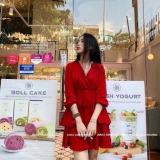 Đầm đỏ 2 tầng