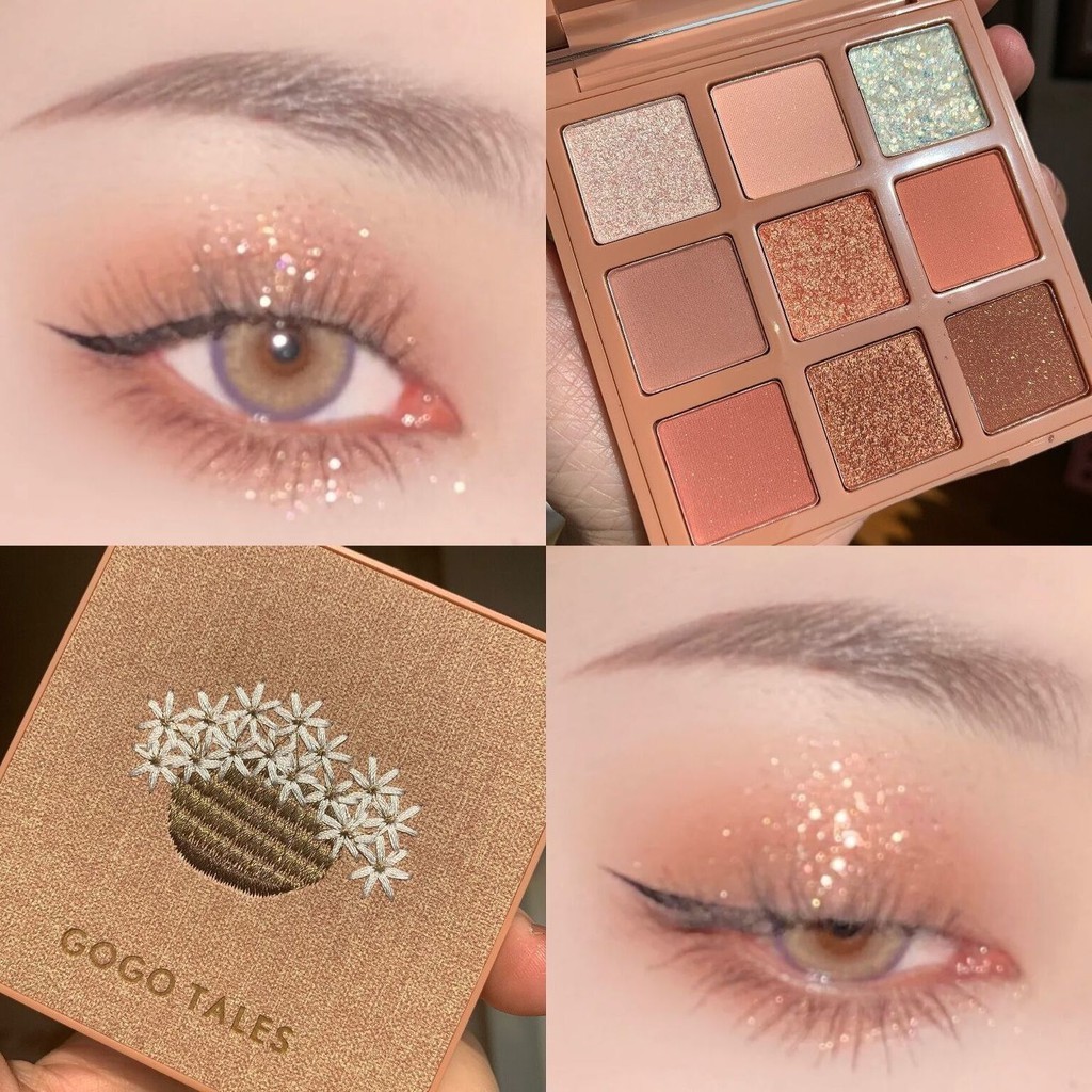 Bảng Phấn Mắt Bóng Lưu vực Gogo dance admiring velvet eyeshadow palette youth Fashionable beautiful girl student model waterproof and easy to color gold foil chocolate