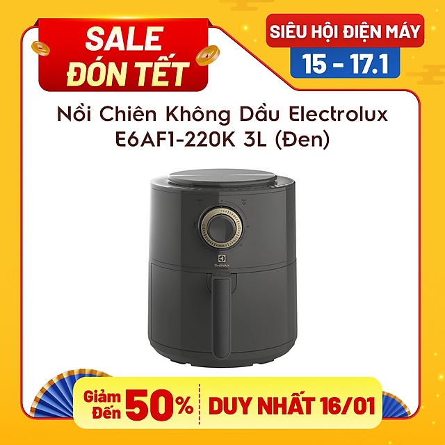 [Mã 254ELSALE giảm 7% đơn 300K] Nồi Chiên Không Dầu Electrolux E6AF1-220K 3L (Đen) - Hàng Chính Hãng