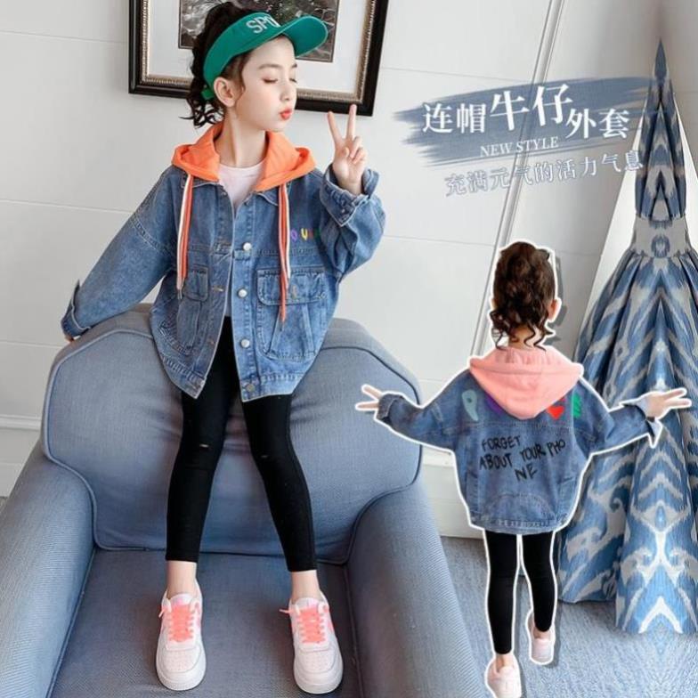 Áo khoác jean bé gái 10 tuổi☑️ Áo Khoác bò Dài Tay Hàn Quốc☑️  áo bé gái size đại 25kg, 30kg, 35kg, 40kg, 45kg