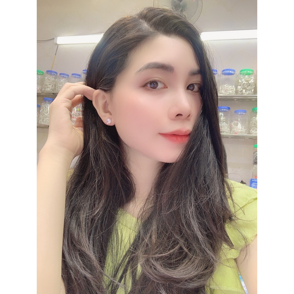 Bông tai nụ đá 6 chấu bạc ta,Khuyên tai bạc nụ đá nhiều size -Minh Tâm Jewelry