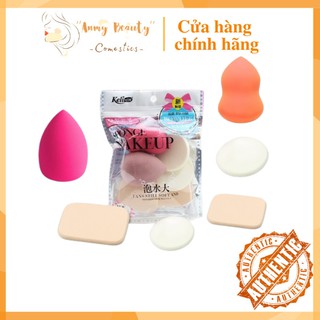 Bộ 6 miếng bông mút trang điểm tán kem nền phấn phủ keli